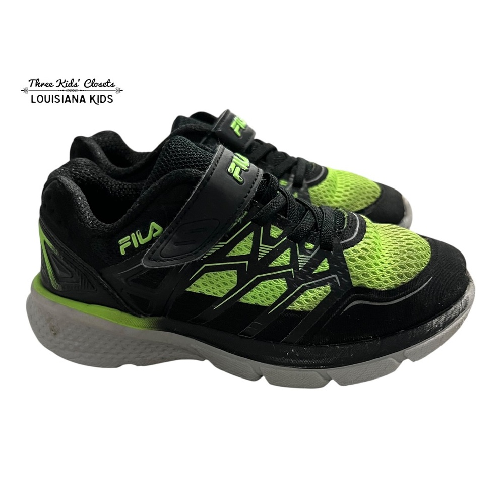 Fila Kids Sz 13 Black & Neon Green Sneakers Athletic Shoes